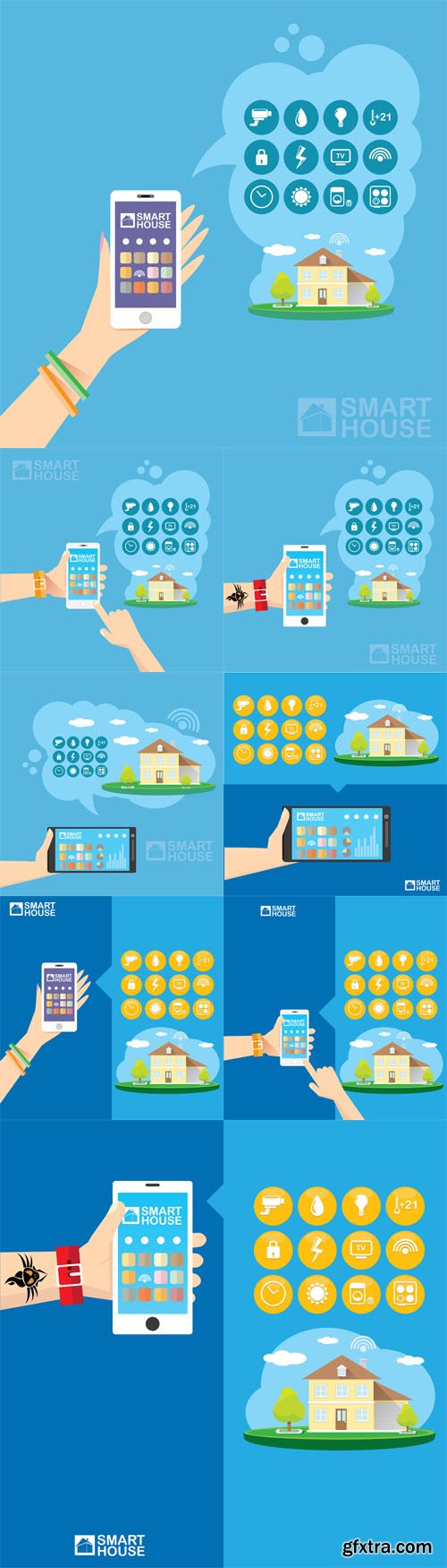 Vector Set - Smart House Control Concept Illustration