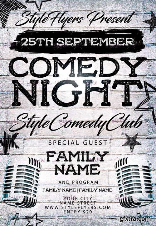 Comedy Night PSD Flyer Template + Facebook Cover