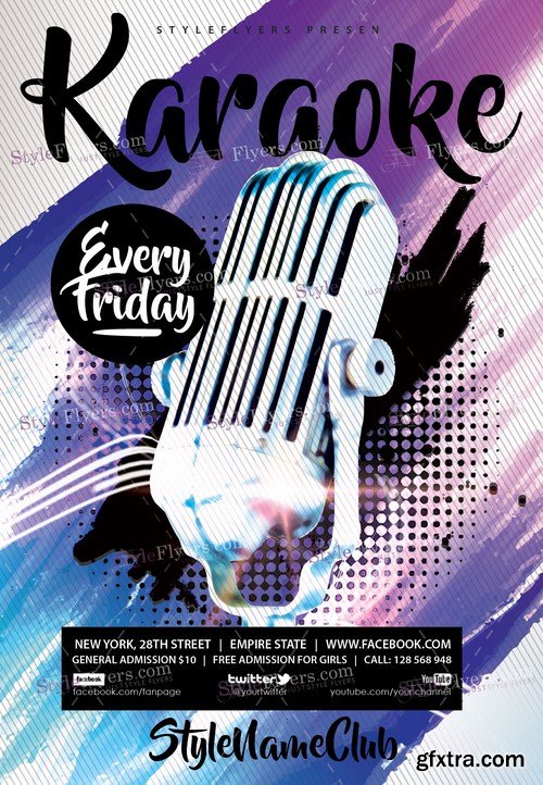 Karaoke PSD Flyer Template + Facebook Cover