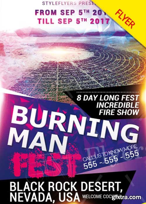 Burning Man Flyer V1 PSD TEmplate