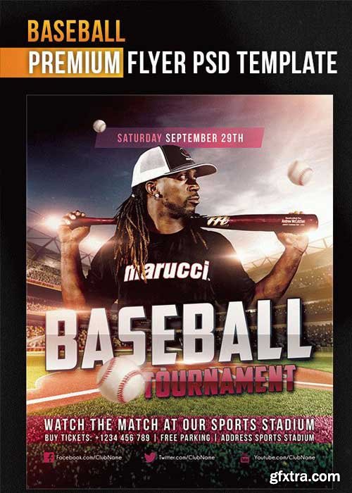 Baseball V10 Flyer PSD Template + Facebook Cover