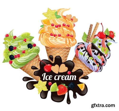 Ice cream different tastes 7X EPS