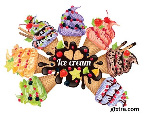 Ice cream different tastes 7X EPS