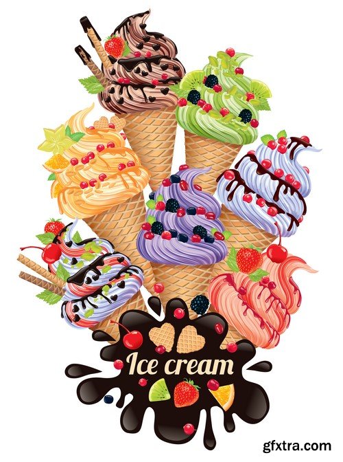 Ice cream different tastes 7X EPS