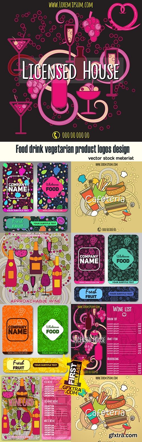 Food drink vegetarian product logos design