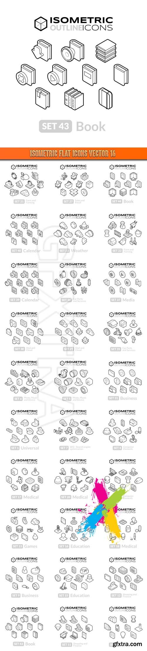 Isometric flat icons vector 16