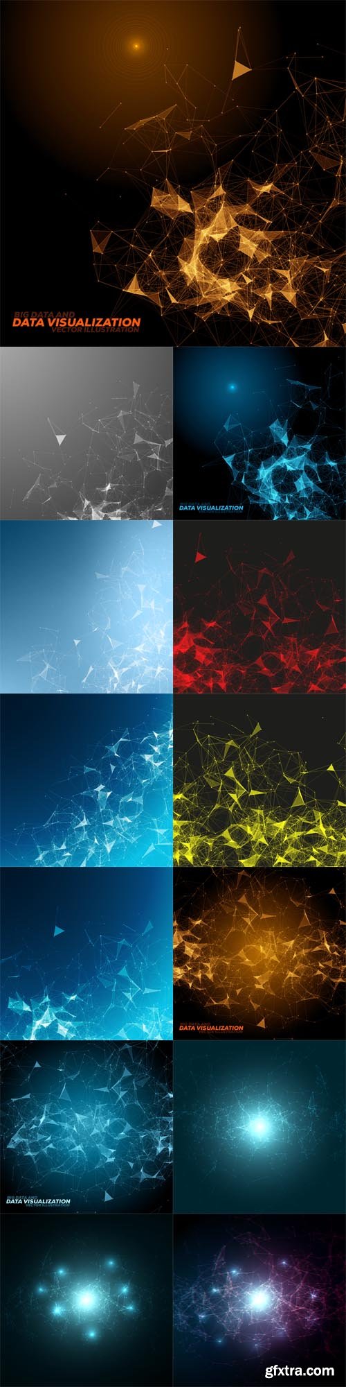 Vector Set - Abstract Polygonal Space Background with Connecting Dots and Lines