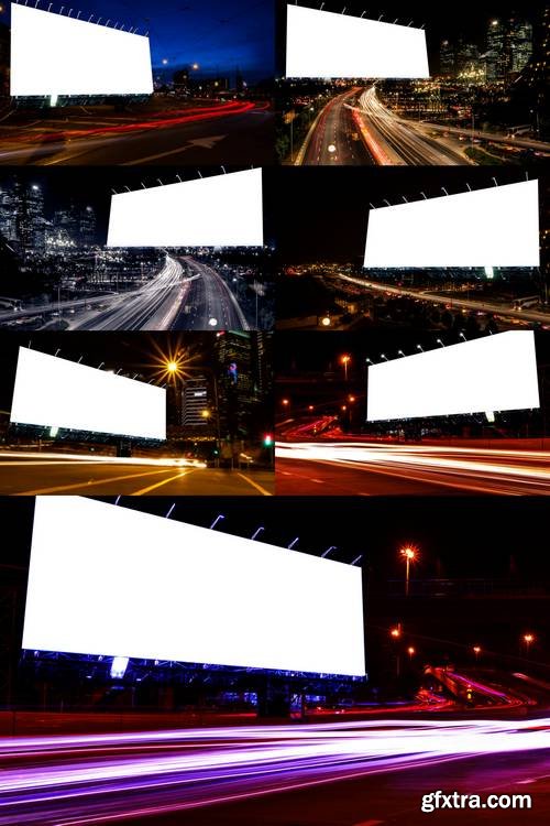 Billboard Blank for Outdoor Advertising Poster at Night