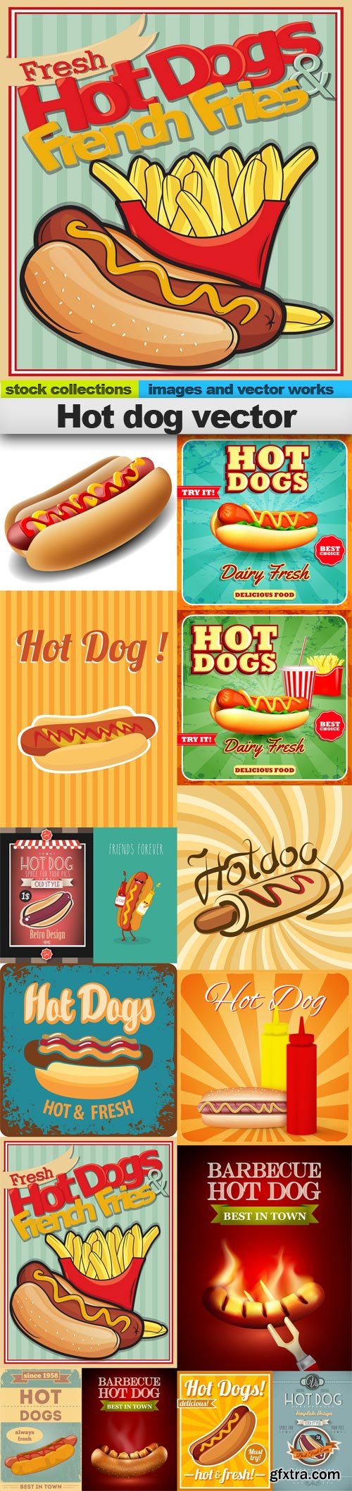 Hot dog vector, 15 x EPS