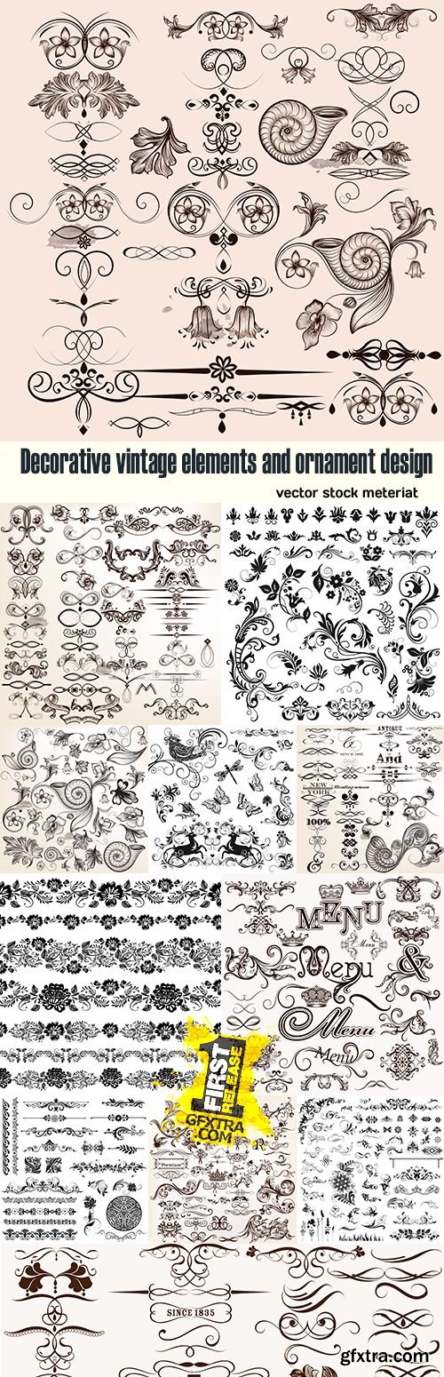 Decorative vintage elements and ornament design