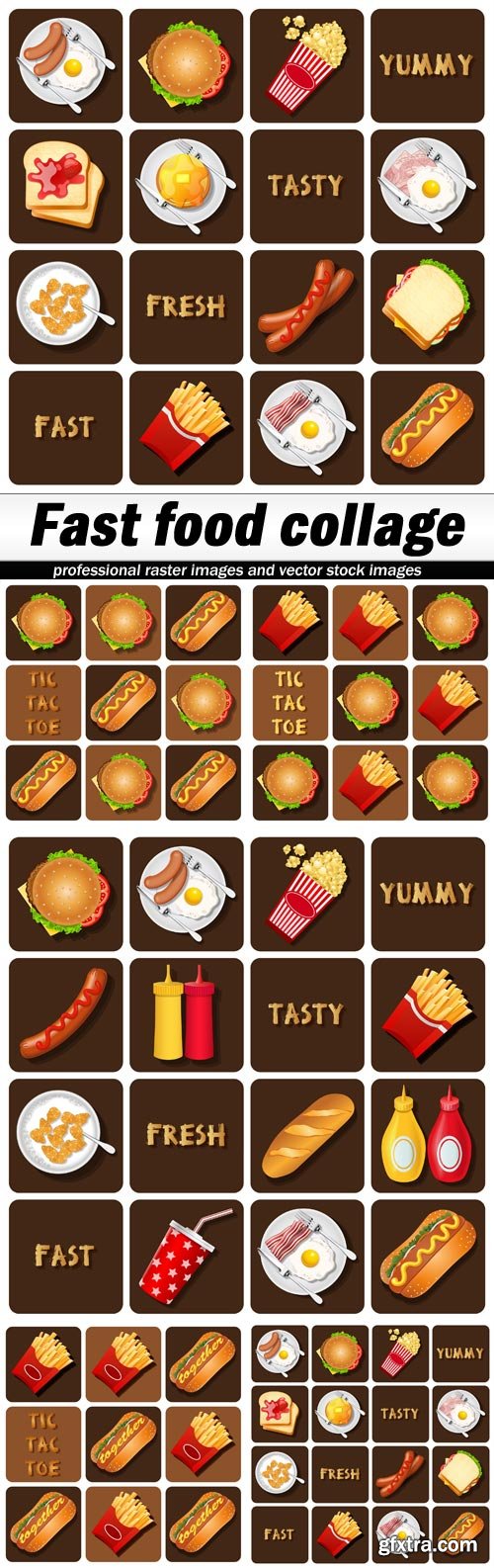 Fast food collage - 5 EPS