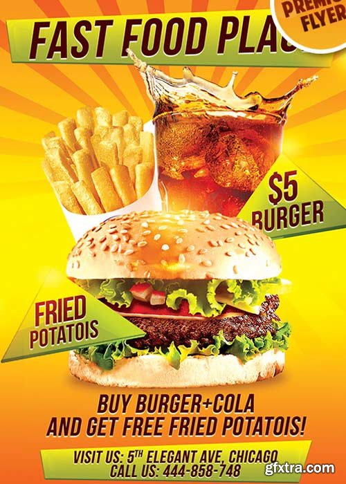 Fast Food Flyer PSD V13 Template + Facebook Cover