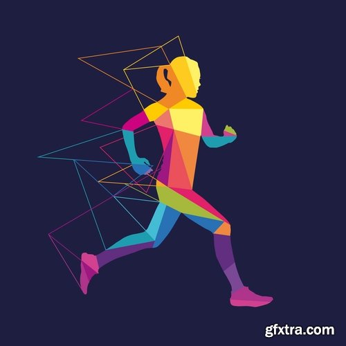 Collection of running sport sportsman sprinter runner vector image 25 EPS