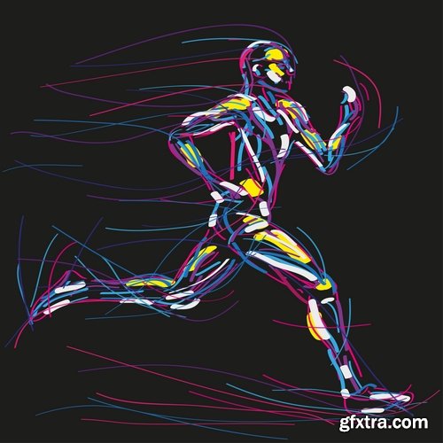 Collection of running sport sportsman sprinter runner vector image 25 EPS