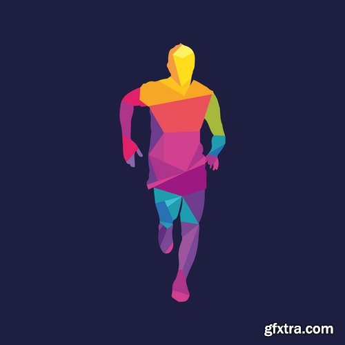 Collection of running sport sportsman sprinter runner vector image 25 EPS