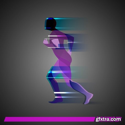 Collection of running sport sportsman sprinter runner vector image 25 EPS