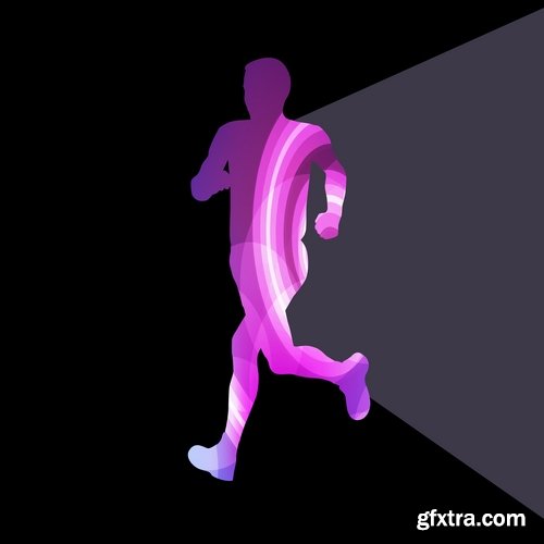 Collection of running sport sportsman sprinter runner vector image 25 EPS