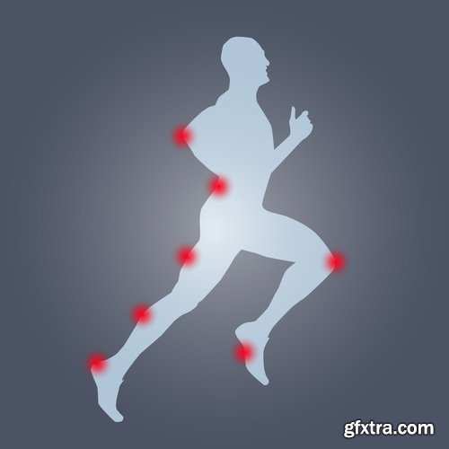 Collection of running sport sportsman sprinter runner vector image 25 EPS