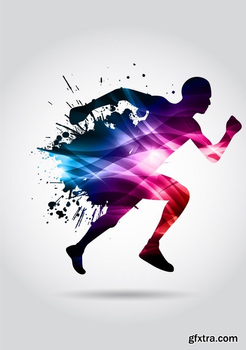 Collection of running sport sportsman sprinter runner vector image 25 EPS