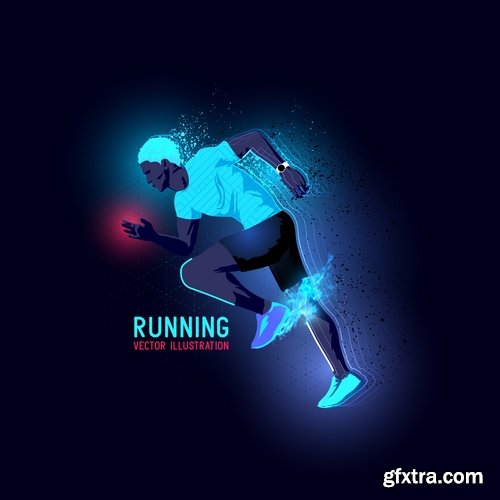 Collection of running sport sportsman sprinter runner vector image 25 EPS