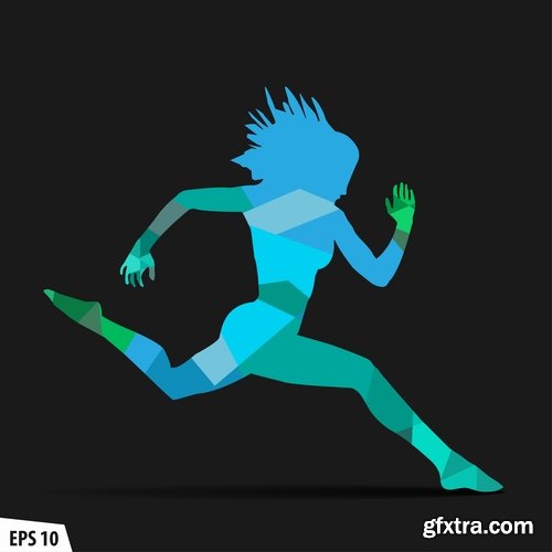 Collection of running sport sportsman sprinter runner vector image 25 EPS