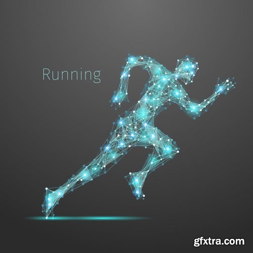 Collection of running sport sportsman sprinter runner vector image 25 EPS