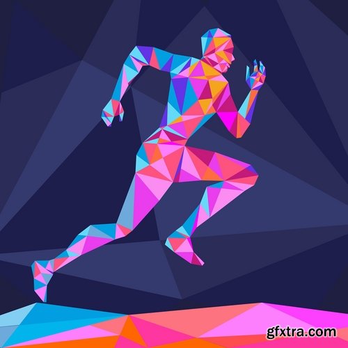 Collection of running sport sportsman sprinter runner vector image 25 EPS