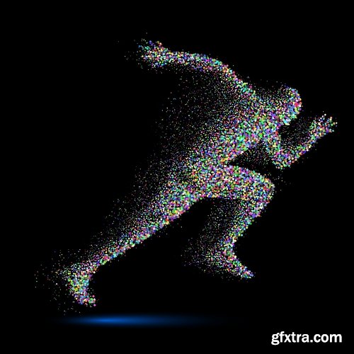 Collection of running sport sportsman sprinter runner vector image 25 EPS