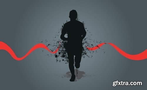 Collection of running sport sportsman sprinter runner vector image 25 EPS