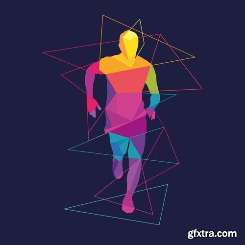 Collection of running sport sportsman sprinter runner vector image 25 EPS