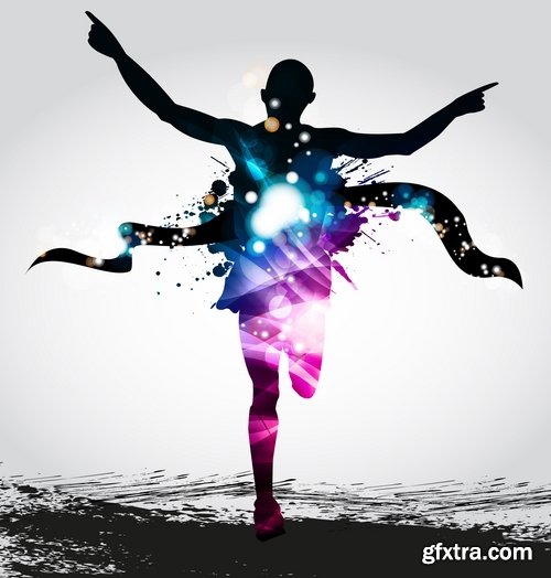 Collection of running sport sportsman sprinter runner vector image 25 EPS