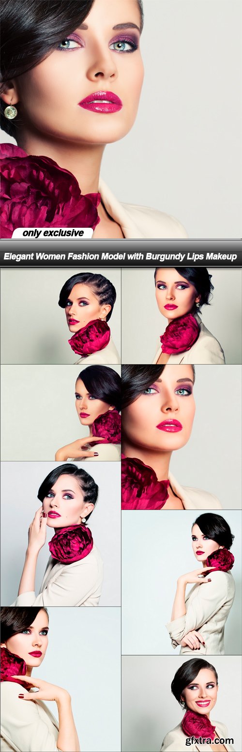 Elegant Women Fashion Model with Burgundy Lips Makeup - 8 UHQ JPEG