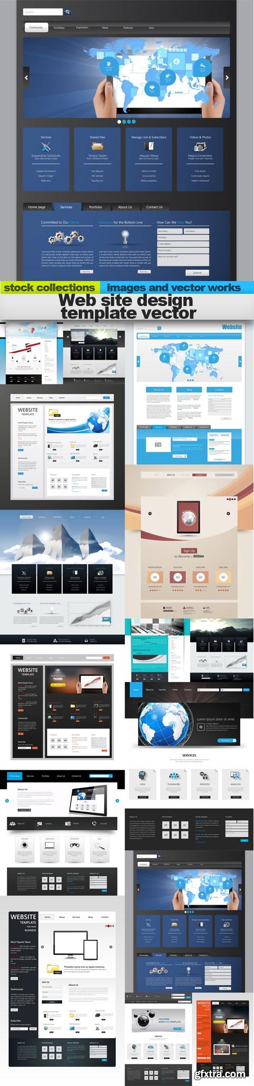 Web site design template vector, 15 x EPS