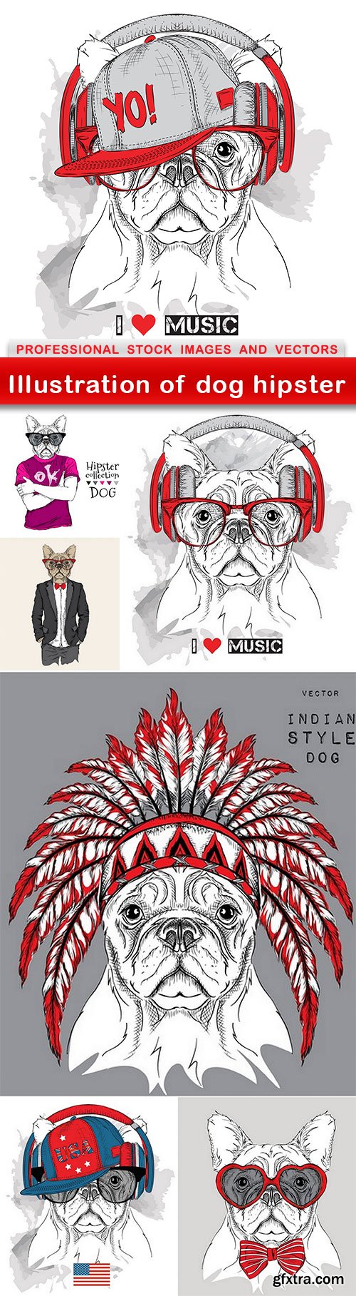 Illustration of dog hipster - 7 EPS