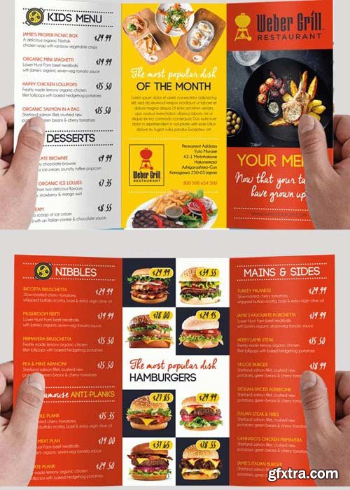 Menu V9 Premium Tri-Fold PSD Brochure Template