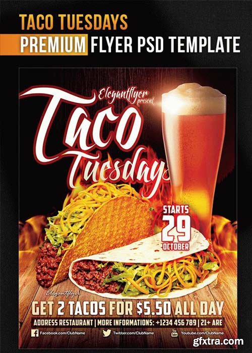 Taco Tuesdays V7 Flyer PSD Template + Facebook Cover