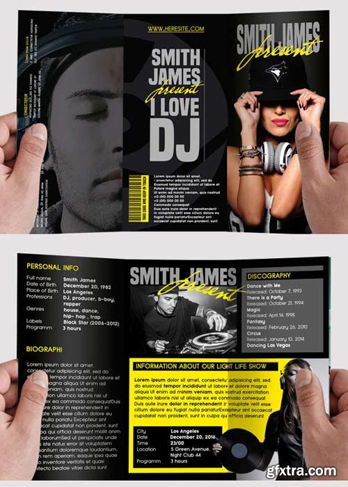 DJ Music V1 Tri-Fold Brochure PSD Template