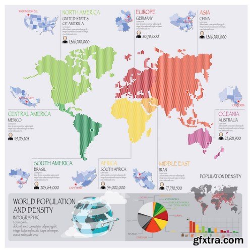 Dot Infographics  Countries, Flag & Map - 21xEPS