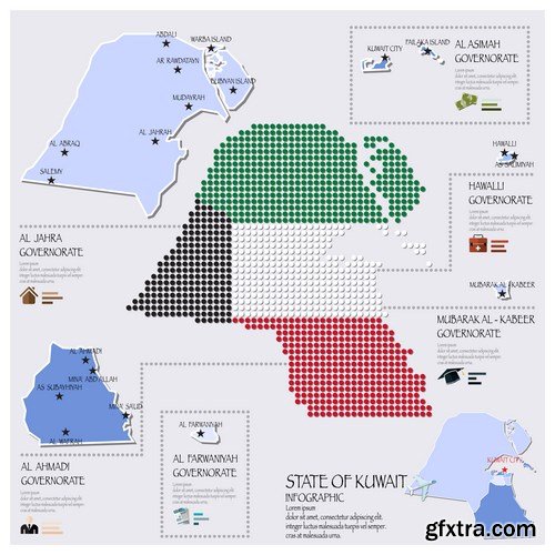 Dot Infographics  Countries, Flag & Map - 21xEPS