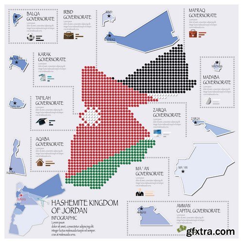 Dot Infographics  Countries, Flag & Map - 21xEPS