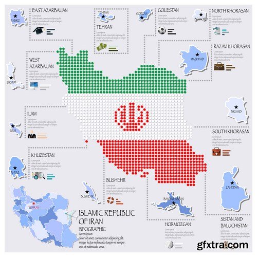 Dot Infographics  Countries, Flag & Map - 21xEPS