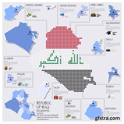 Dot Infographics  Countries, Flag & Map - 21xEPS