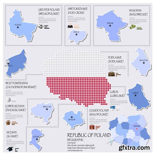 Dot Infographics  Countries, Flag & Map - 21xEPS