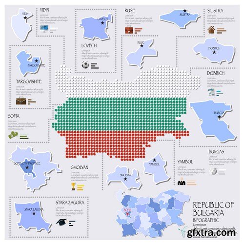 Dot Infographics  Countries, Flag & Map - 21xEPS