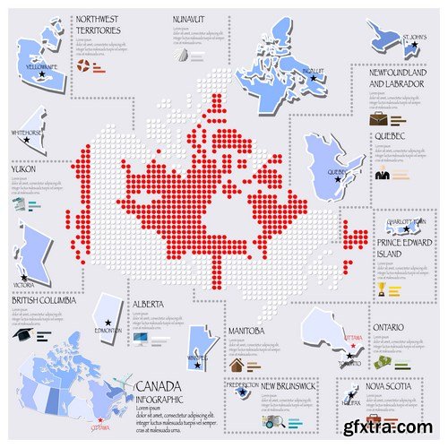 Dot Infographics  Countries, Flag & Map - 21xEPS