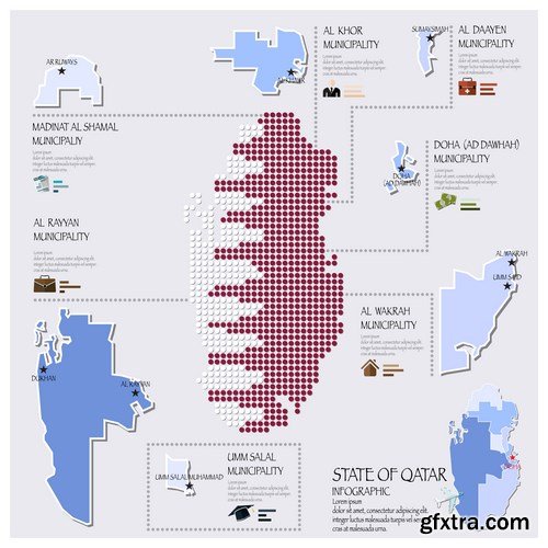 Dot Infographics  Countries, Flag & Map - 21xEPS