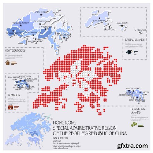 Dot Infographics  Countries, Flag & Map - 21xEPS