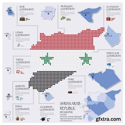 Dot Infographics  Countries, Flag & Map - 21xEPS