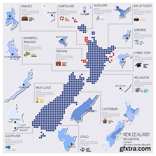 Dot Infographics  Countries, Flag & Map - 21xEPS