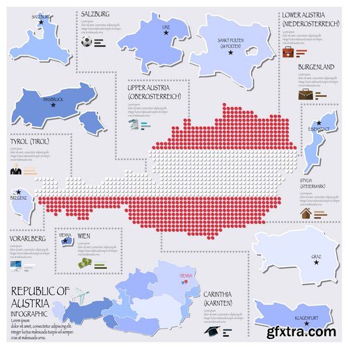 Dot Infographics  Countries, Flag & Map - 21xEPS